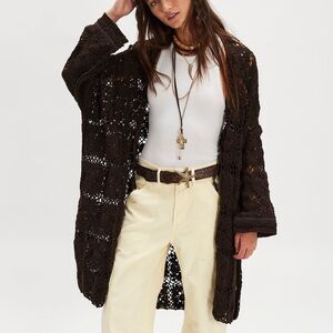 NWOT Free People Bali June Crochet Cardi in Espresso